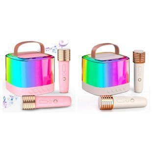 Портативная Bluetooth-колонка T7 с LED подсветкой / Караоке-колонка для детей и взрослых 2 микрофона