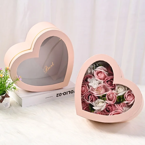 Подарочный набор мыла букет из роз в коробке розовый Love Light Rose Flower, Розовый