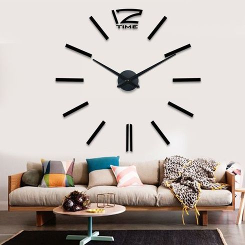 Великий настінний 3Д годинник 3D годинник DIY Clock 70-150см 004В (Палички Чорні)