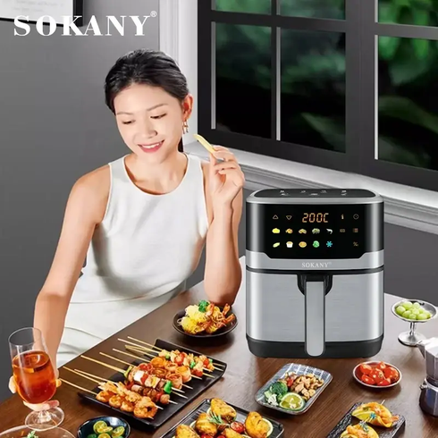 Аерофритюрниця Sokany SK 10085 2200W Аерогриль безмасляна мультипіч для приготування без олії 12л з сенсорним керуванням