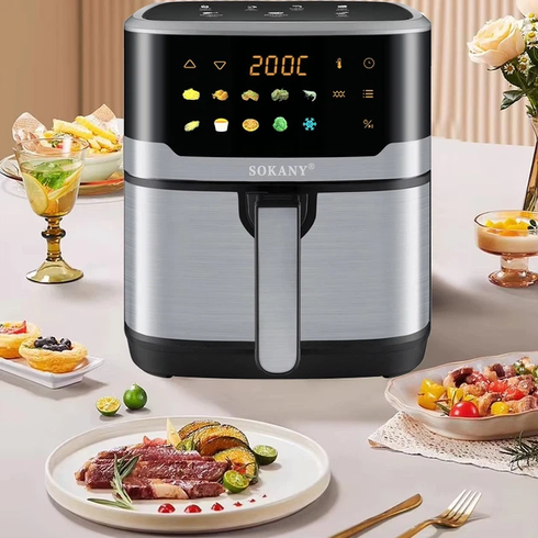 Аерофритюрниця Sokany SK 10085 2200W Аерогриль безмасляна мультипіч для приготування без олії 12л з сенсорним керуванням