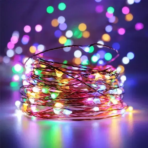 Светодиодная гирлянда проволока 20 м LED с пультом USB МУЛЬТИК