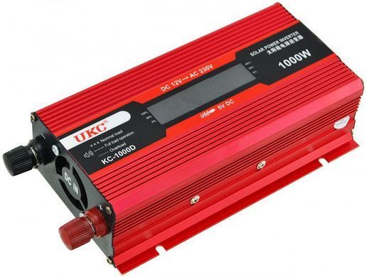 Автомобильный преобразователь напряжения 12V-220V 1000W, Красный