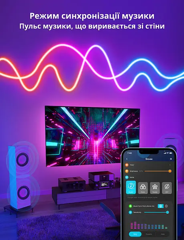 Умная гибкая LED Neon RGB лента-шланг 5 метров от USB управление режимами с телефона,Bluetooth приложение,пульт