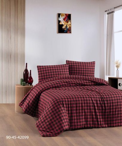 Теплое постельное белье / байковое евро размера фланель 100%-хлопок Турция Cotton Collection Красный