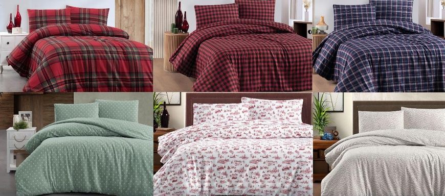 Теплое постельное белье / байковое евро размера фланель 100%-хлопок Турция Cotton Collection Красный