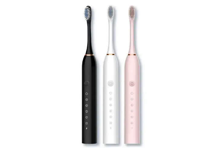 Черная Электрическая зубная щетка Sonic Toothbrush Х-3 ультразвуковая аккумуляторная 4 сменные насадки в комплекте