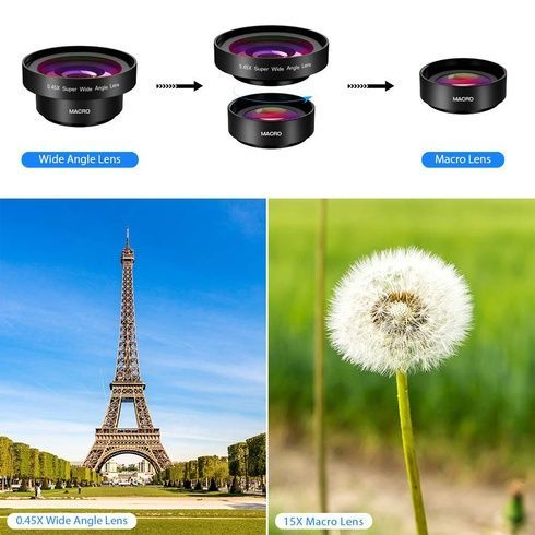 Макролинза для телефона, объектив для телефона, линза 2 объектива 0.45 lens  AND HA-55