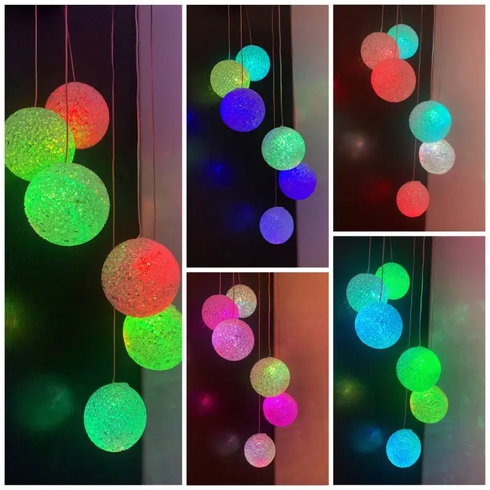 Светодиодная уличная гирлянда WHISKET, на солнечной батарее, RGB, хрустальные шары, 6 см