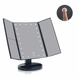 Зеркало тройное для макияжа Superstar Magnifying Mirror с LED-подсветкой прямоугольное с увеличением Черное