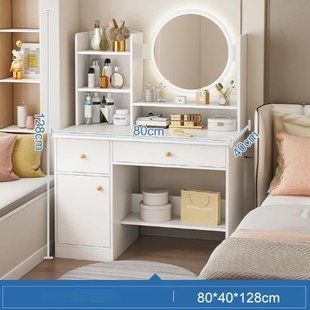 Стол макияжный с LED зеркалом STL-MD 73 (Г40/Ш80/В127, БЕЛЫЙ)