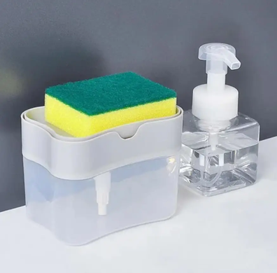 Диспенсер для миючого засобу натискний Soap Pump Sponge Caddy, Прозрачный