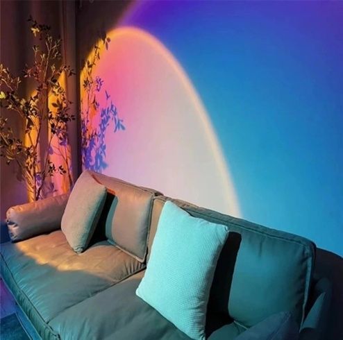Sunset Lamp проекционный светильник заката, рассвета, USB led Lamp , свет радужный, фиолетово-бирюзовый