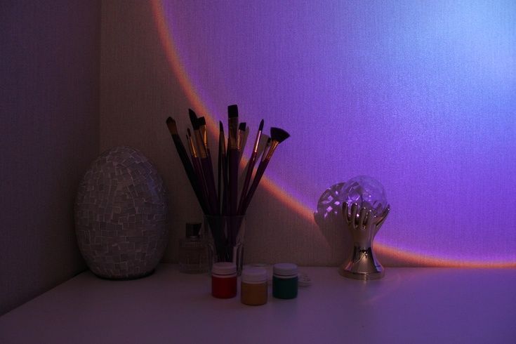 Sunset Lamp проекционный светильник заката, рассвета, USB led Lamp , свет радужный, фиолетово-бирюзовый
