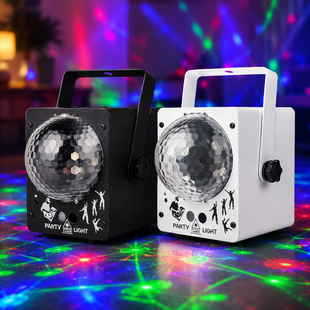 RGB проектор с музыкальной установкой, диско шаром и светомузыкой / Диско-проектор лазерный белый и черный / LED+Laser Bluetooth RGB 360&deg; с пультом