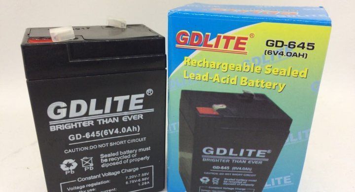 Аккумулятор герметический автомобильный BATTERY GD 645 6V 4A , Черный