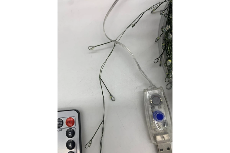 Гірлянда Роса на котушці феєрверк - мішура від USB, 20м, 600LED + пульт Білий