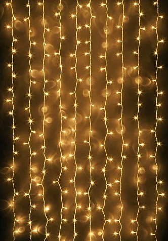 Гирлянда водопад 320 LED 5mm 3м/2м теплый цвет на прозрачном проводе