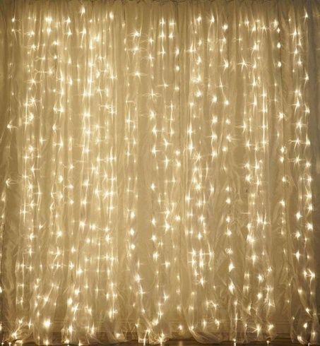 Гирлянда водопад 320 LED 5mm 3м/2м теплый цвет на прозрачном проводе