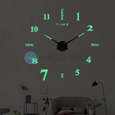 Великий настінний годинник Horloge 3D DIY кварц 27/37/47 55 см. Світяться вночі, серый