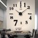 Великий настінний годинник Horloge 3D DIY кварц 27/37/47 55 см. Світяться вночі, серый