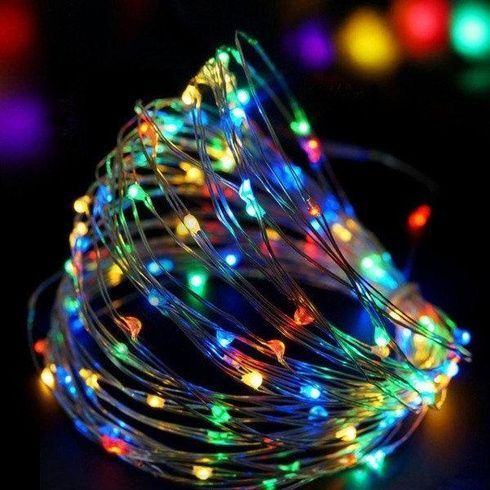 Новогодние гирлянды медная проволочная лампа 100LED 10М БП 5В 220V (СП) RGB RD-7110