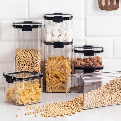 Органайзери для сипучих кухни Food Storage Container 5 Контейнерів | Набір пластикових контейнерів для круп, Черный