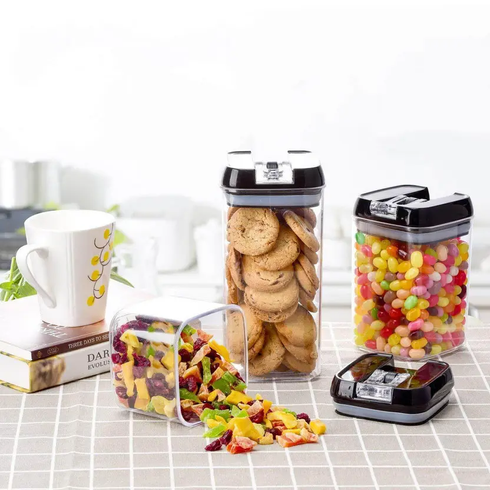 Органайзери для сипучих кухни Food Storage Container 5 Контейнерів | Набір пластикових контейнерів для круп, Черный