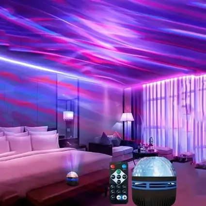 Ночник-проектор звездного неба RGB и пульт ДУ, от USB, AT-0 / Светодиодная лампа