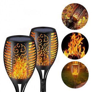 Фонарь садовый светильник на солнечной батарее 80 см Solar flame, Черный
