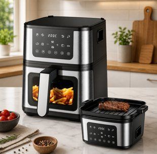 Аэрогриль Domotec 2в1 MS-3225 7л / Многофункциональная аэрофритюрница + гриль 3800 Вт