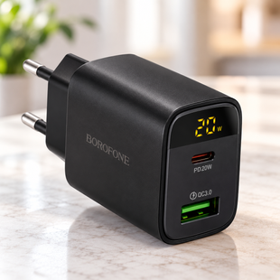 Адаптер BA96A Ilustre PD20W+QC3.0 charger with digital display / Сетевое зарядное устройство / Блок для зарядки