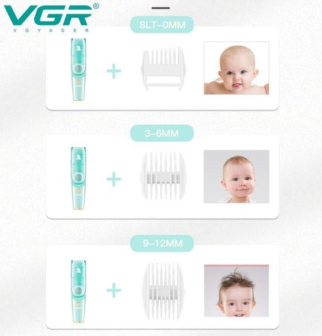 Машинка для стрижки дітей та немовлят VGR Baby V-151, Бездротовий тример 3 насадки з витяжкою